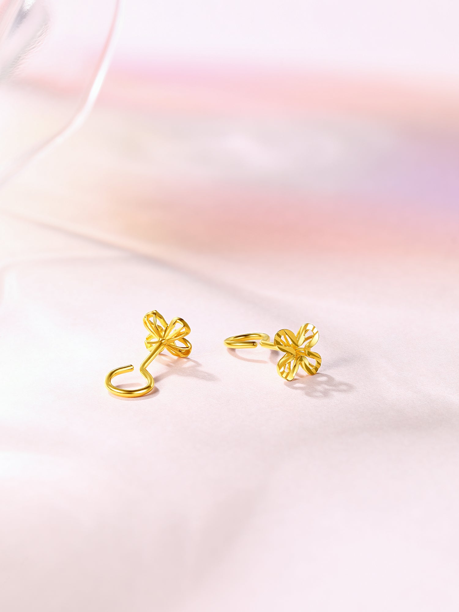 "infinite" 24K Gold Earrings Clover 0.98-1.48g A099611
