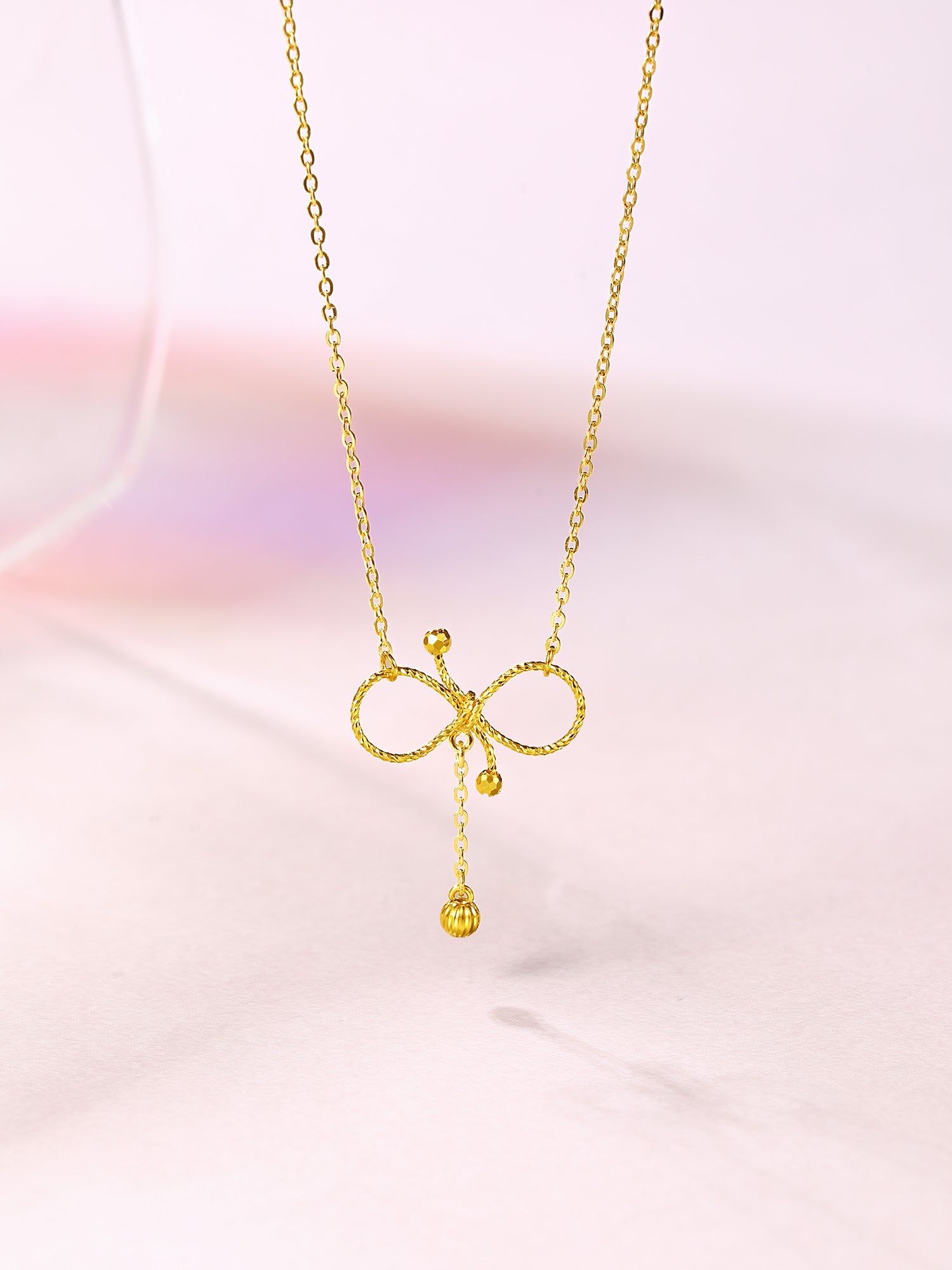 "infinite" 24K Gold Pendant Necklace              Bow 2.41-3.01g AW066645