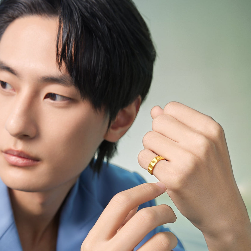 "ZHOU LIU FU X Johnny Huang" 24K Gold Rings  3.6-5.1g A0111512