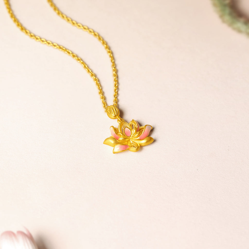 九華山 999.9 24K 金蓮花吊墜 A0414636