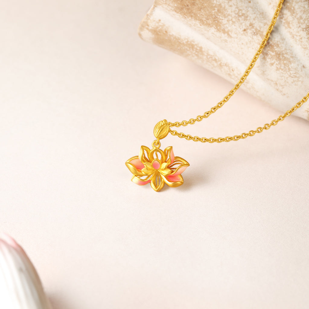 九華山 999.9 24K 金蓮花吊墜 A0414636