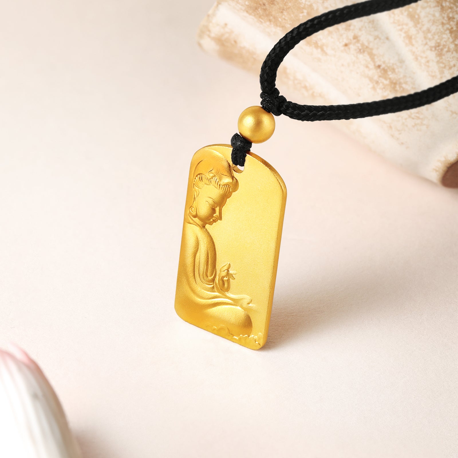 'Jiuhua Mountain' 999.9 24K Gold Pendant Necklace Ksitigarbha Bodhisattva A0414669