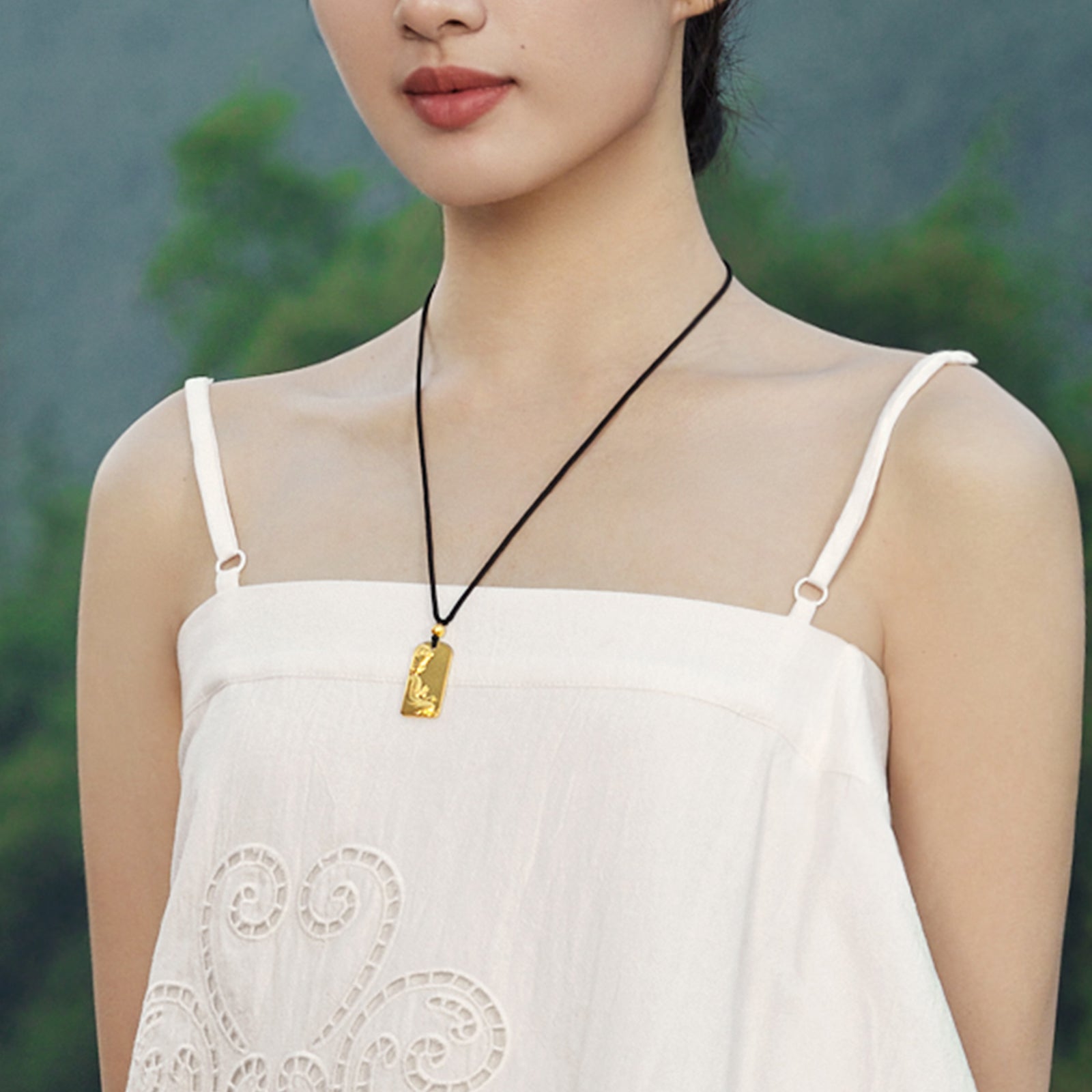 'Jiuhua Mountain' 999.9 24K Gold Pendant Necklace Ksitigarbha Bodhisattva A0414669