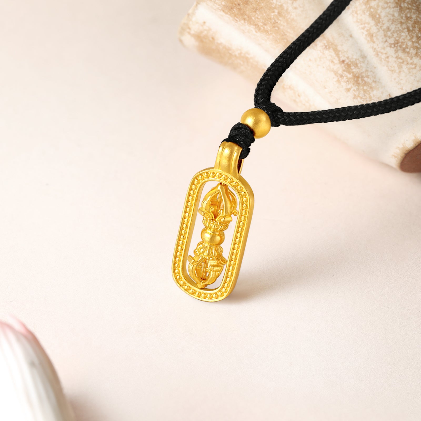 'Jiuhua Mountain' 999.9 24K Gold Pendant Necklace Vajra A0414660