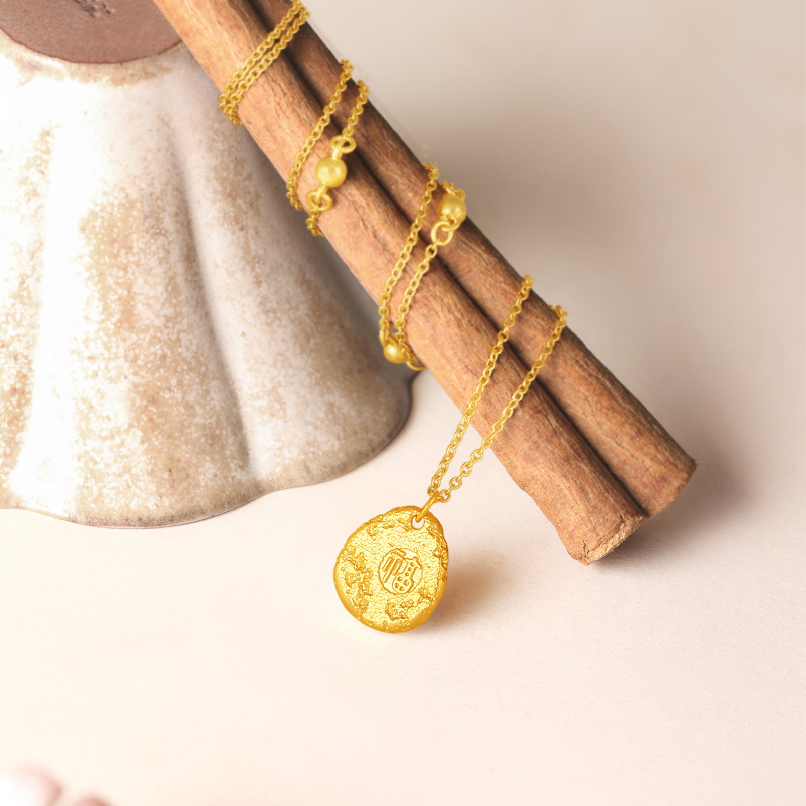 "Jiuhua Mountain" 999.9 24K Gold Pendant Necklace Ksitigarbha Bodhisattva A0614670