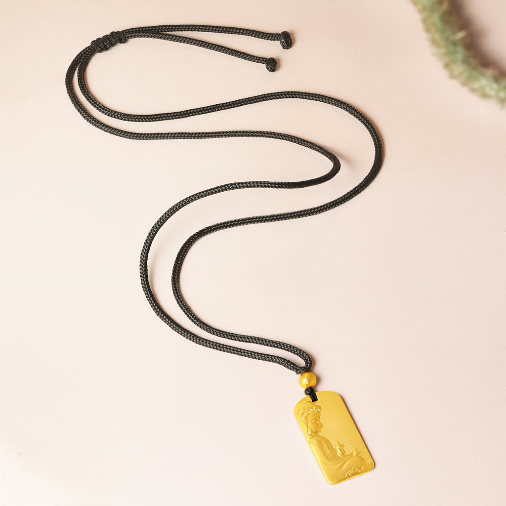 'Jiuhua Mountain' 999.9 24K Gold Pendant Necklace Ksitigarbha Bodhisattva A0414669