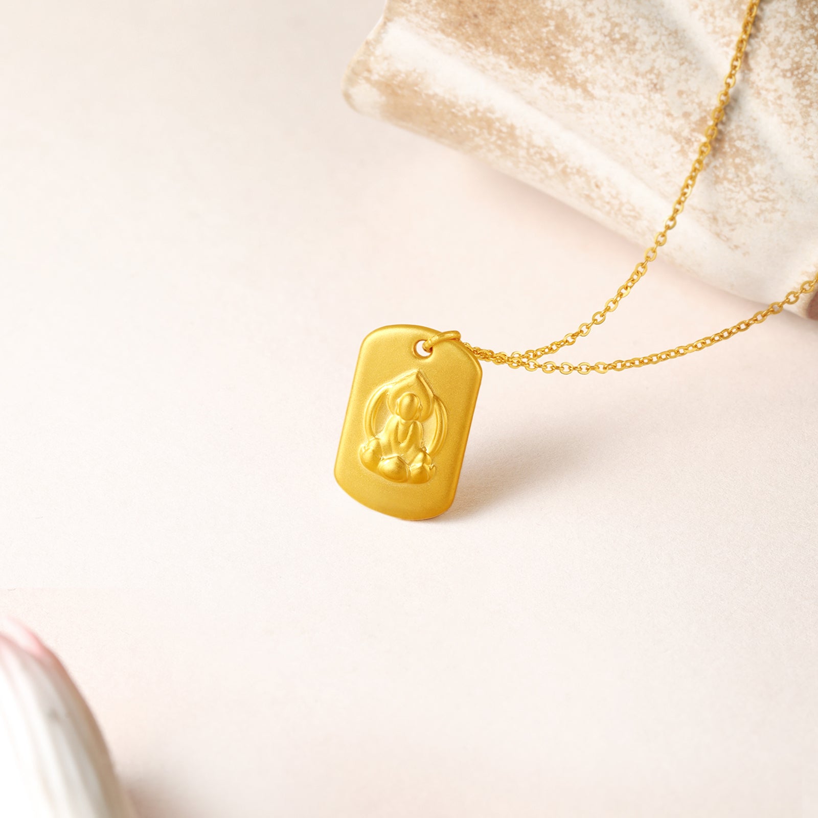 'Jiuhua Mountain' 24K Gold Pendant Necklace Ksitigarbha Bodhisattva A0614659