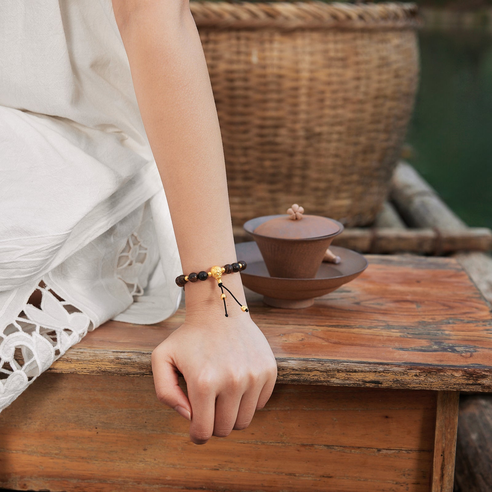 九華山' 24K金珠手鍊 木珠 地藏菩薩 A1914668