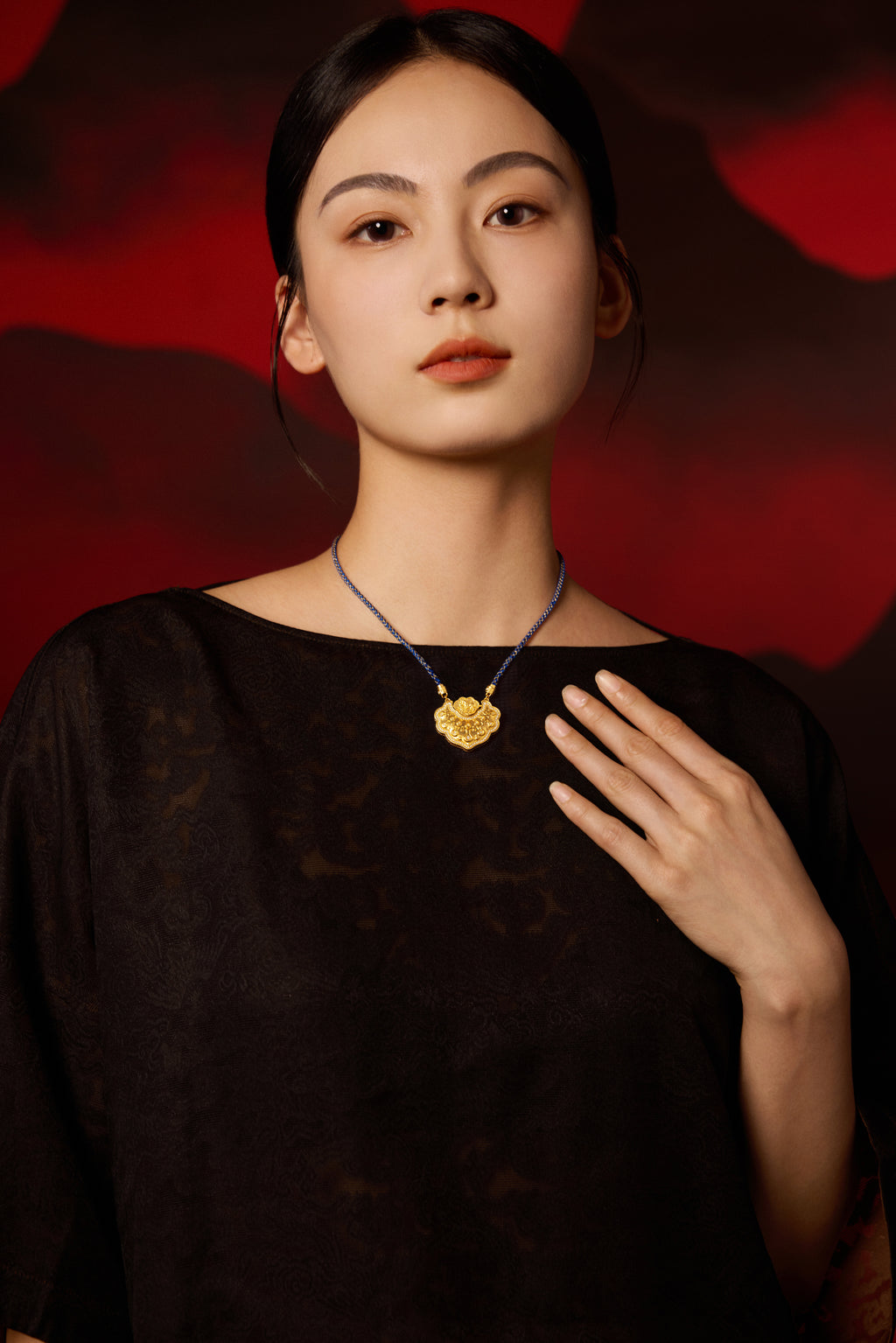 "Chinese Culture Collection - Dan Qing"999 24K Gold Pendant Diamond 0.0039ct 0.003ct Ruyi 32-37g W0449931