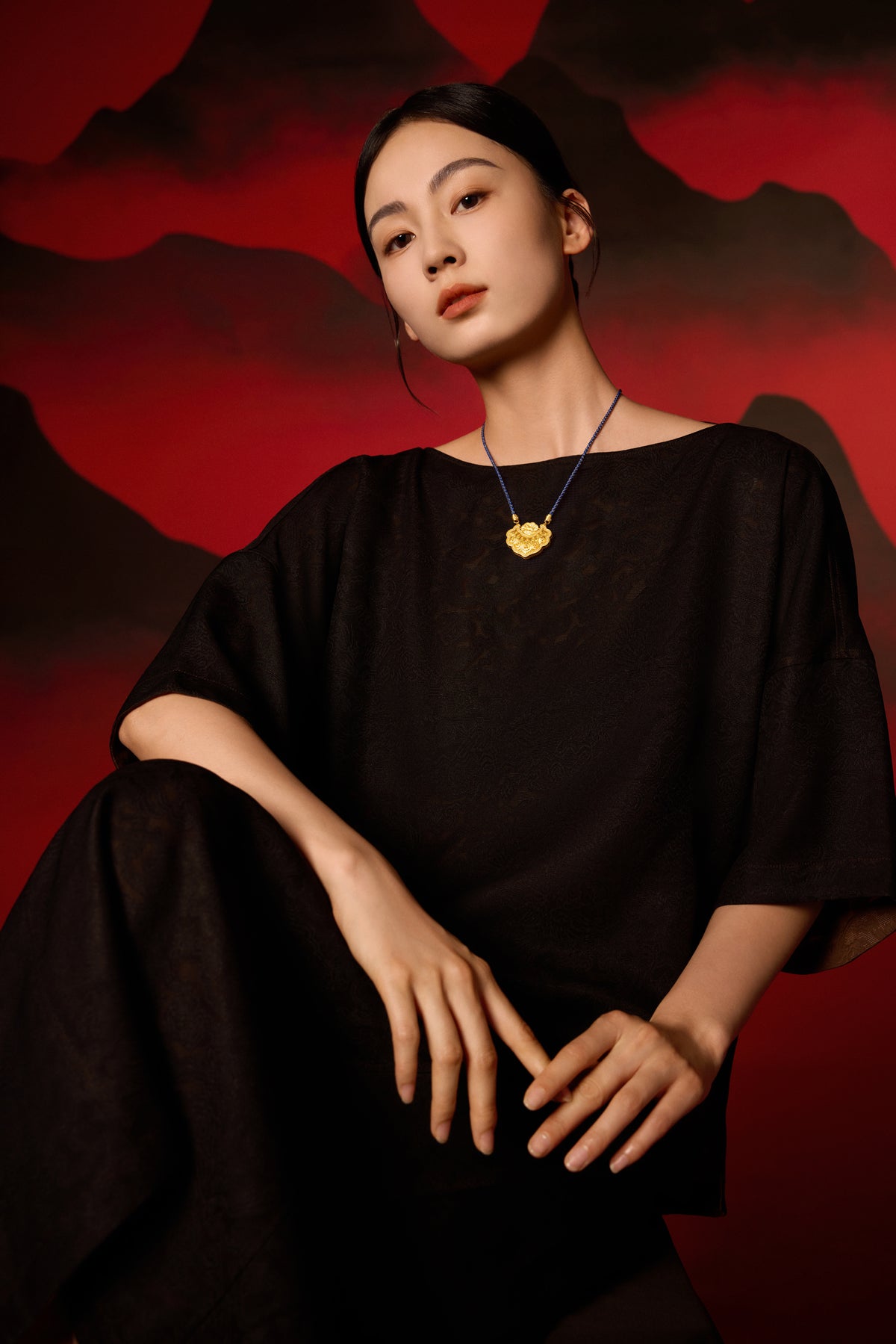 "Chinese Culture Collection - Dan Qing"999 24K Gold pendant 0.0043ct Ruyi 31-36g W0449932
