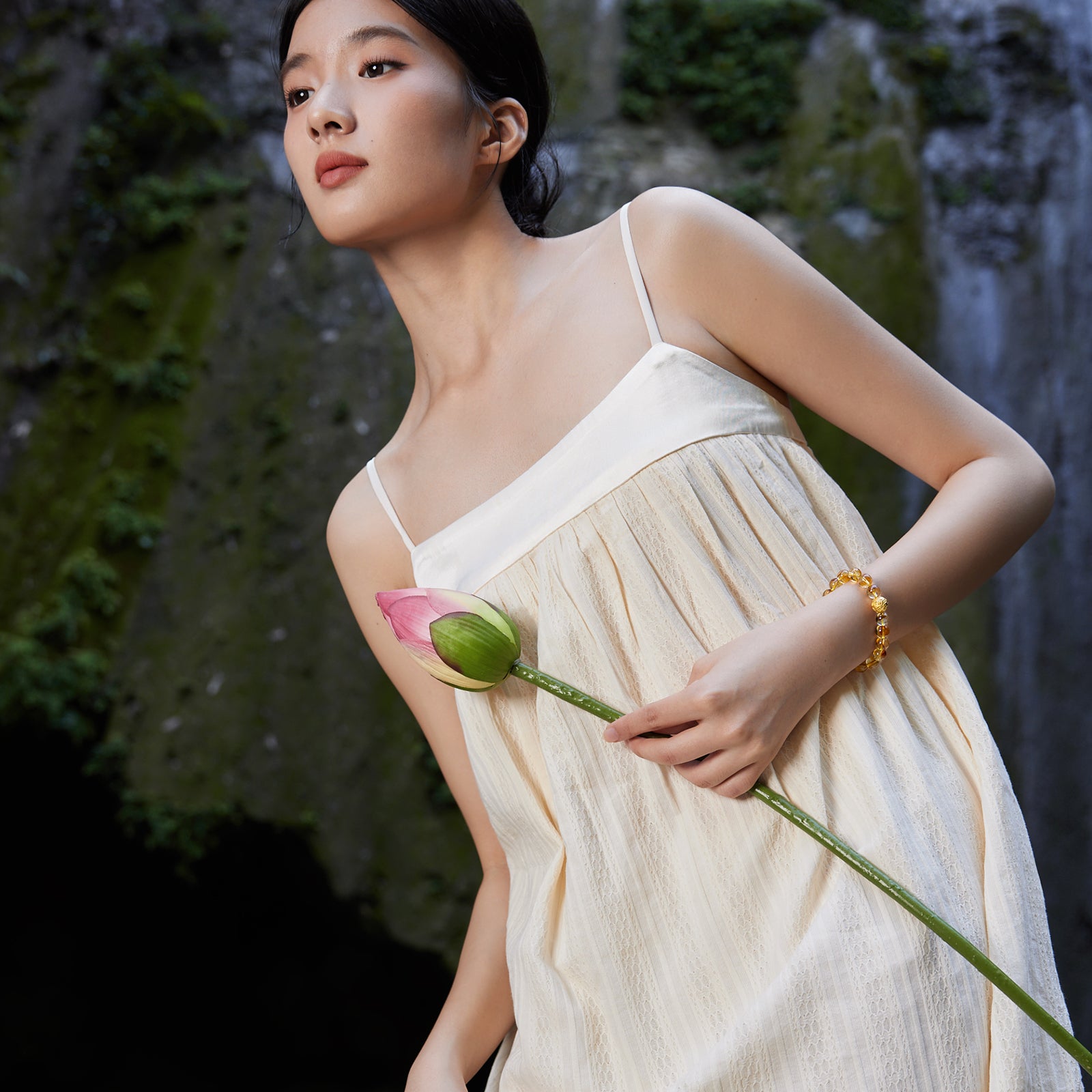 Jiuhua Mountain'24K Gold Beaded Bracelet Citrine Buddhist Scripture A1914656