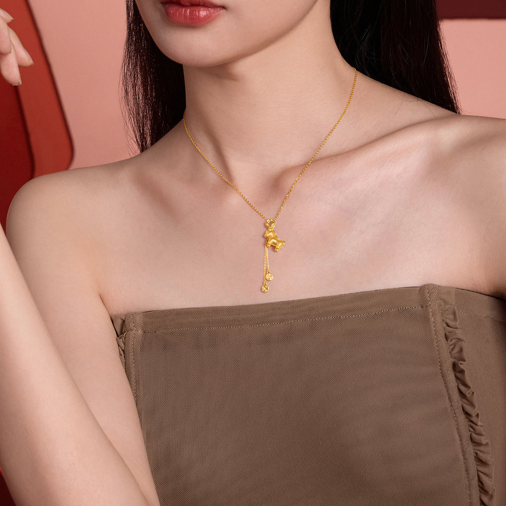 'Year of the Horse' 24K Gold Pendant Horse Coin 1.7-2g A0422088