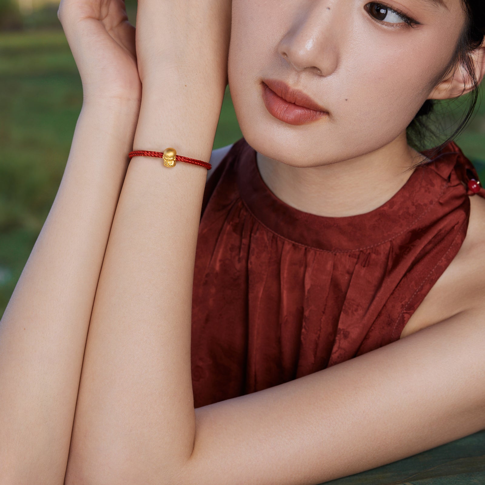 "Jiuhua Mountain" 999.9 24K Solid Gold Charm Bracelet A1614655