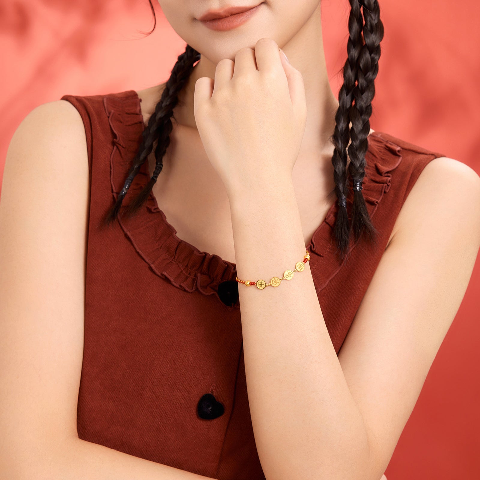 24K Gold Bracelet 1.65-1.95g Pinganxile 平安喜樂 A1712696