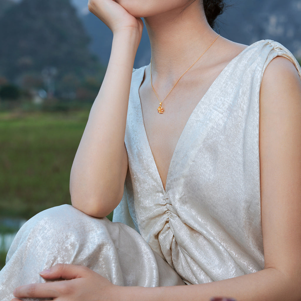 九華山 999.9 24K 金蓮花吊墜 A0414636