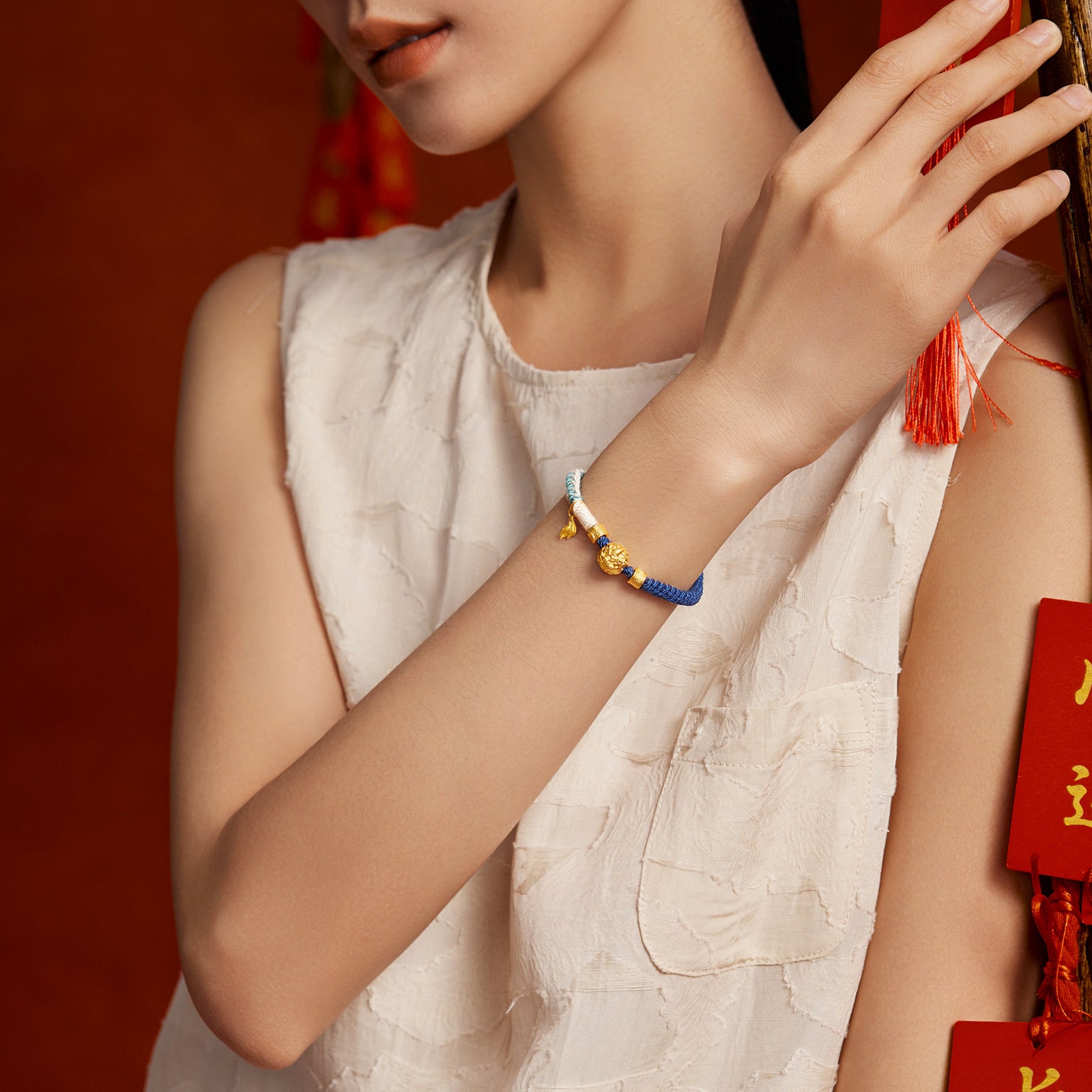 九華山 24K 金手鍊 地藏菩薩地頂山 A1715506