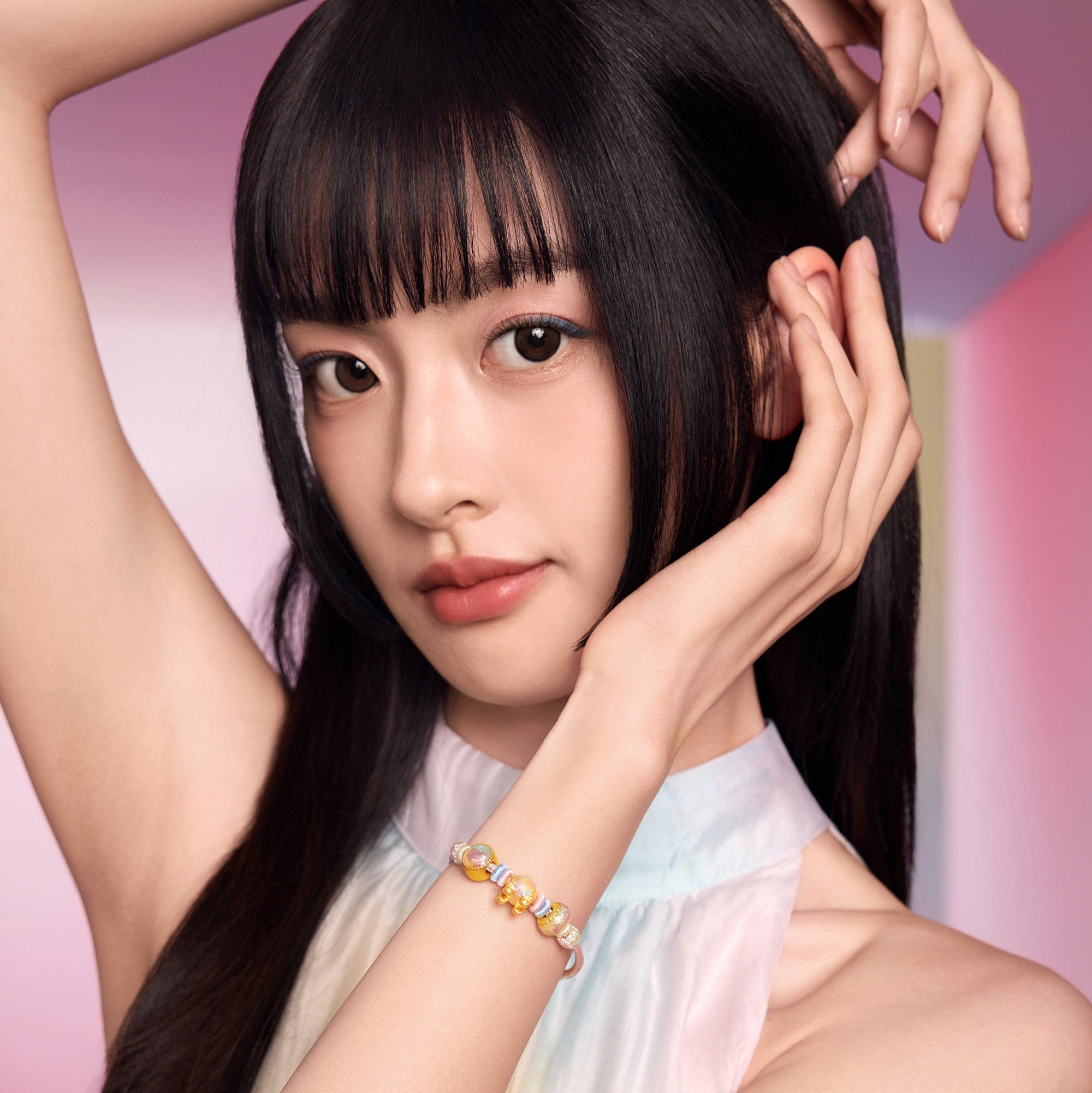「Pop wu~」24K 黃金串飾手鍊 愛心 1.4-1.9 克 A1715607