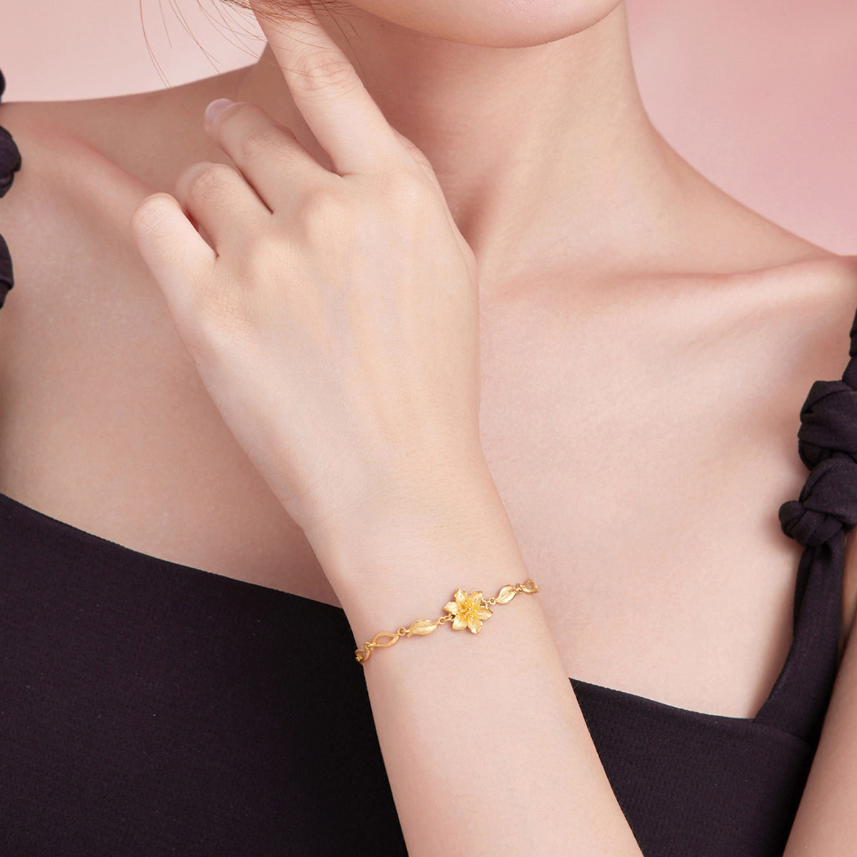 999 24K Gold Chain Bracelet Flower 4.3-4.9g A0712514