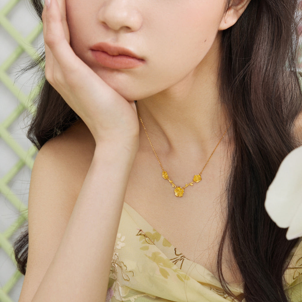 安妮花園 24K 黃金吊墜項鍊 花朵 5.05-5.55克 A0613013