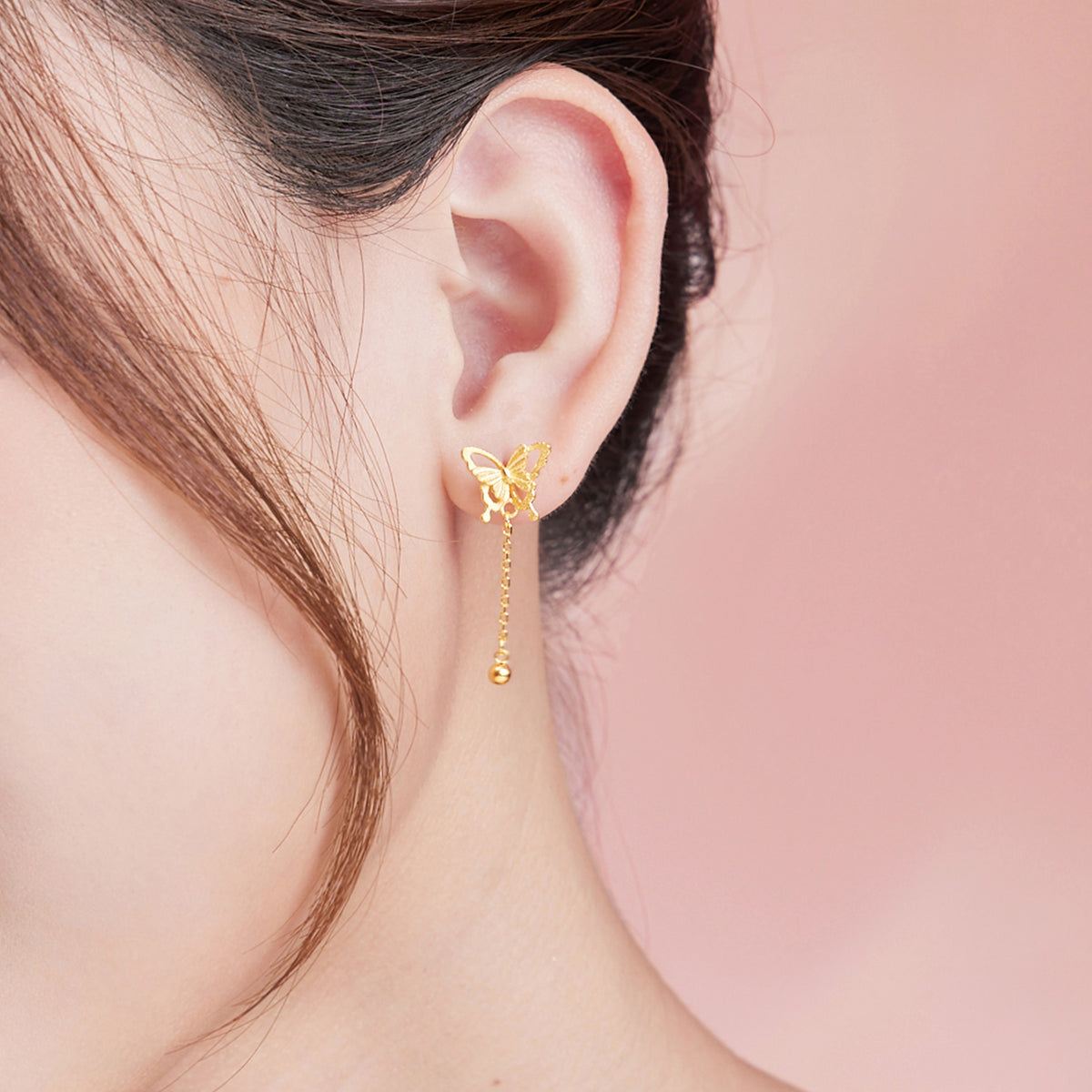 999 24K Gold Earrings Butterfly 2.8-3.2g A0912520