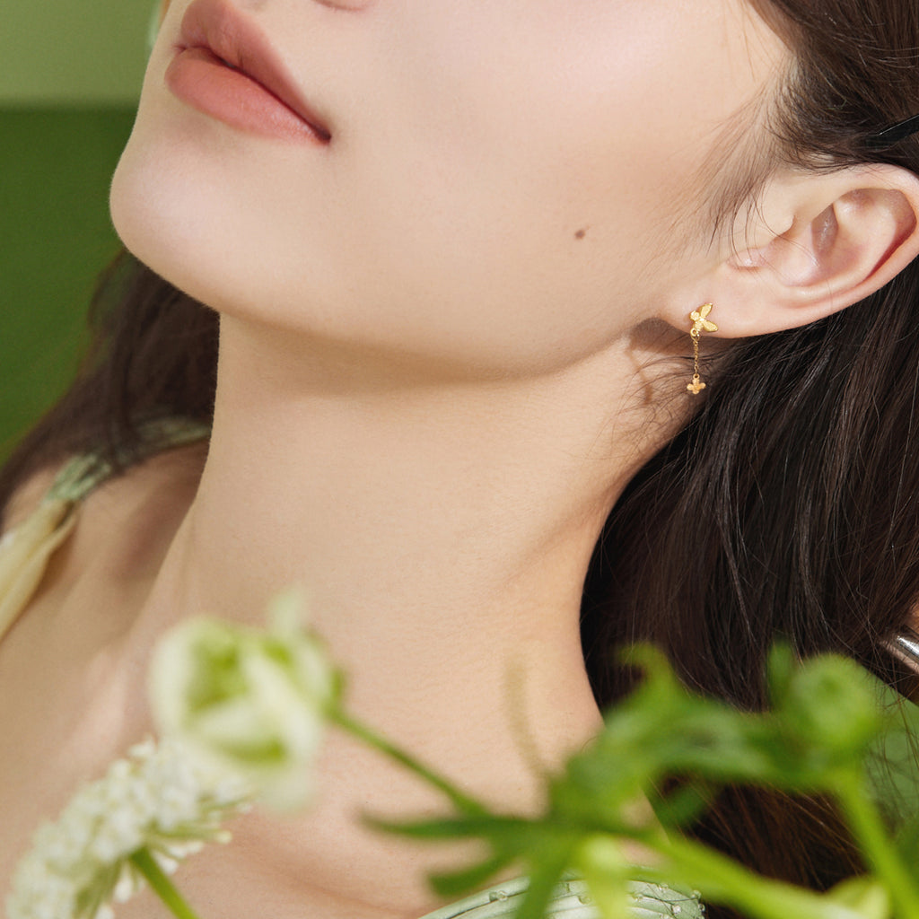 "Annie's Garden" 999 24K Gold Earrings Flower 1.5-1.8g A0913019