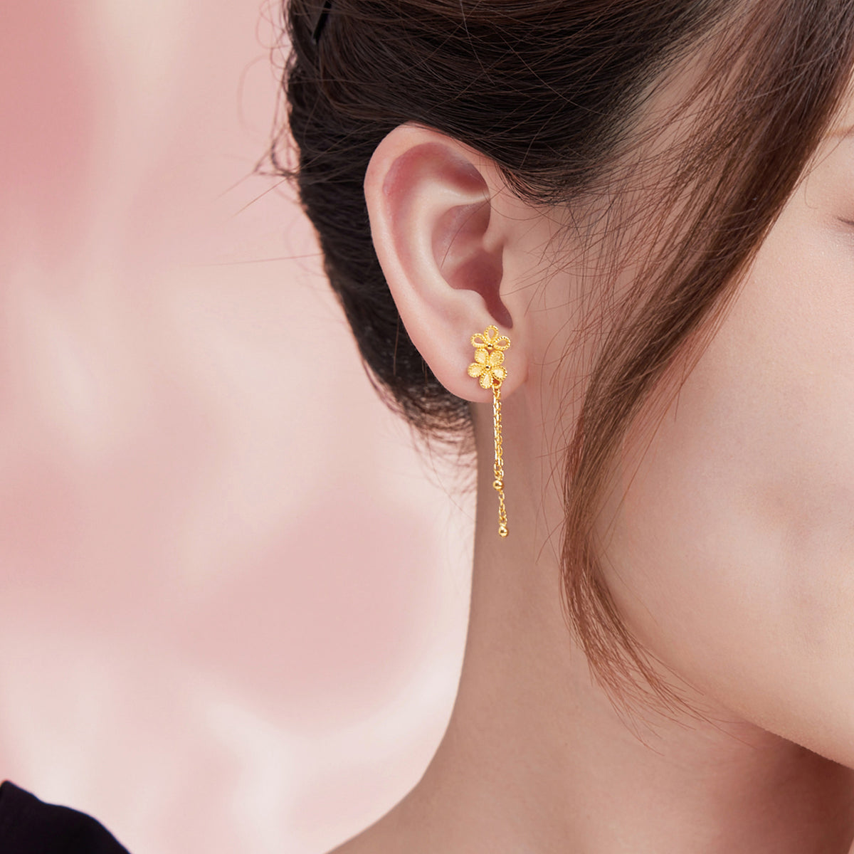 999 24K Gold Earrings Flower 3.4-3.8g A0912528