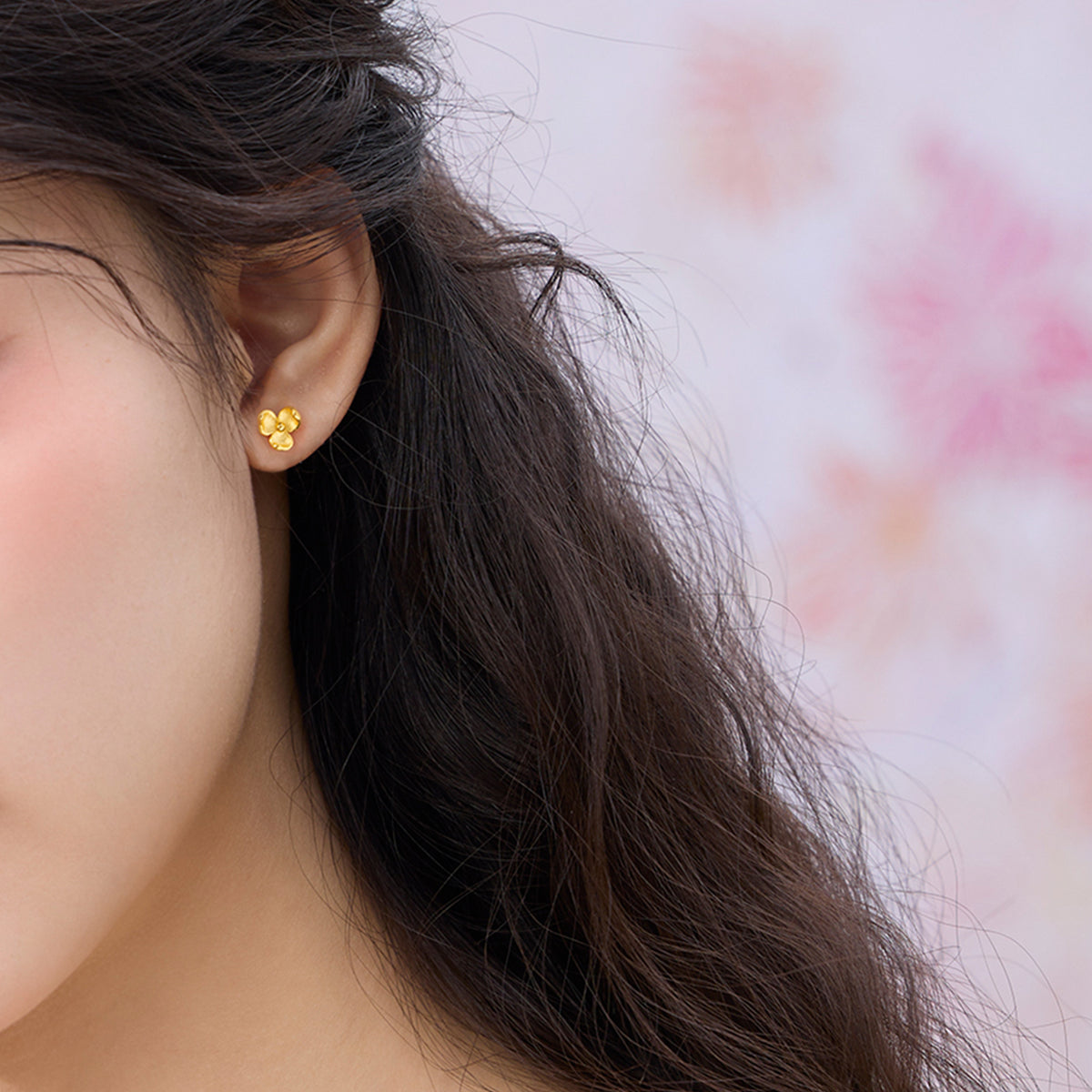 “Dream in the Garden” 999 24K Gold Earrings Flower 1.65-1.97g A0914954