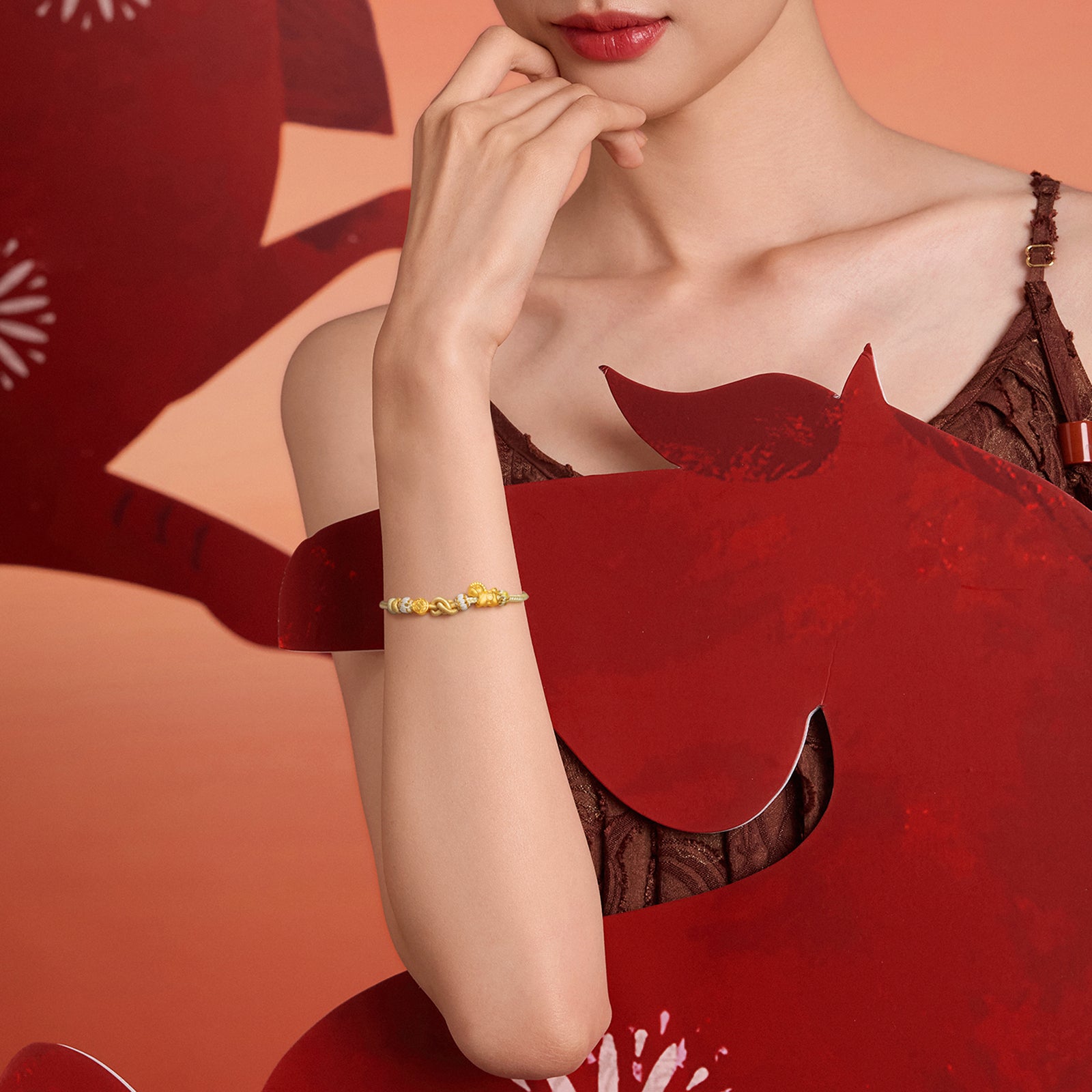 'Year of the Horse'  24K Gold String Bracelet Horse Coin 0.7-0.9g 16cm-22cm A1715744