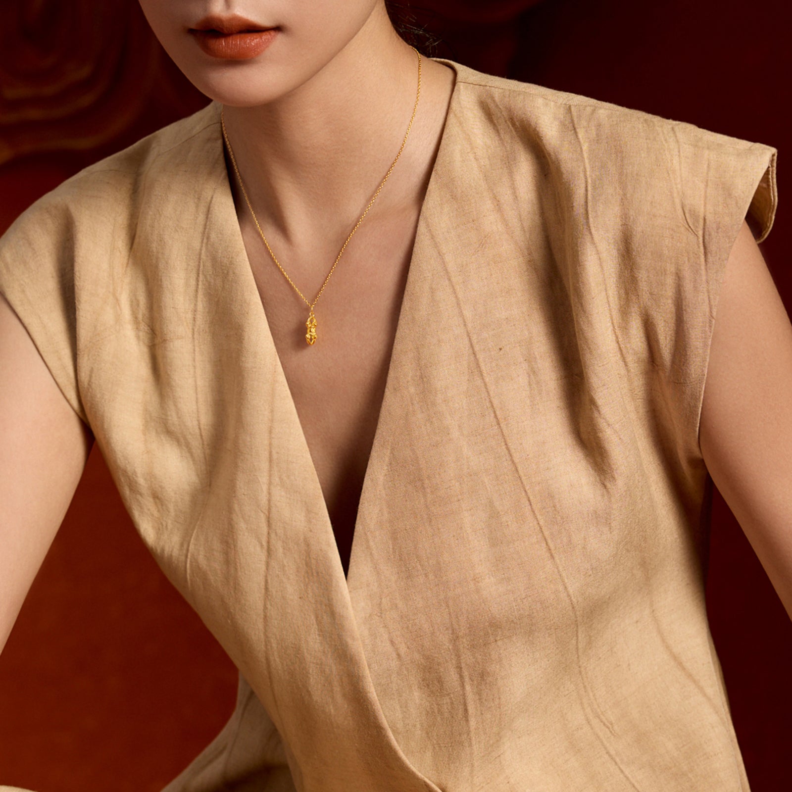 ‘九華山’24K金金剛杵吊墜A0415255