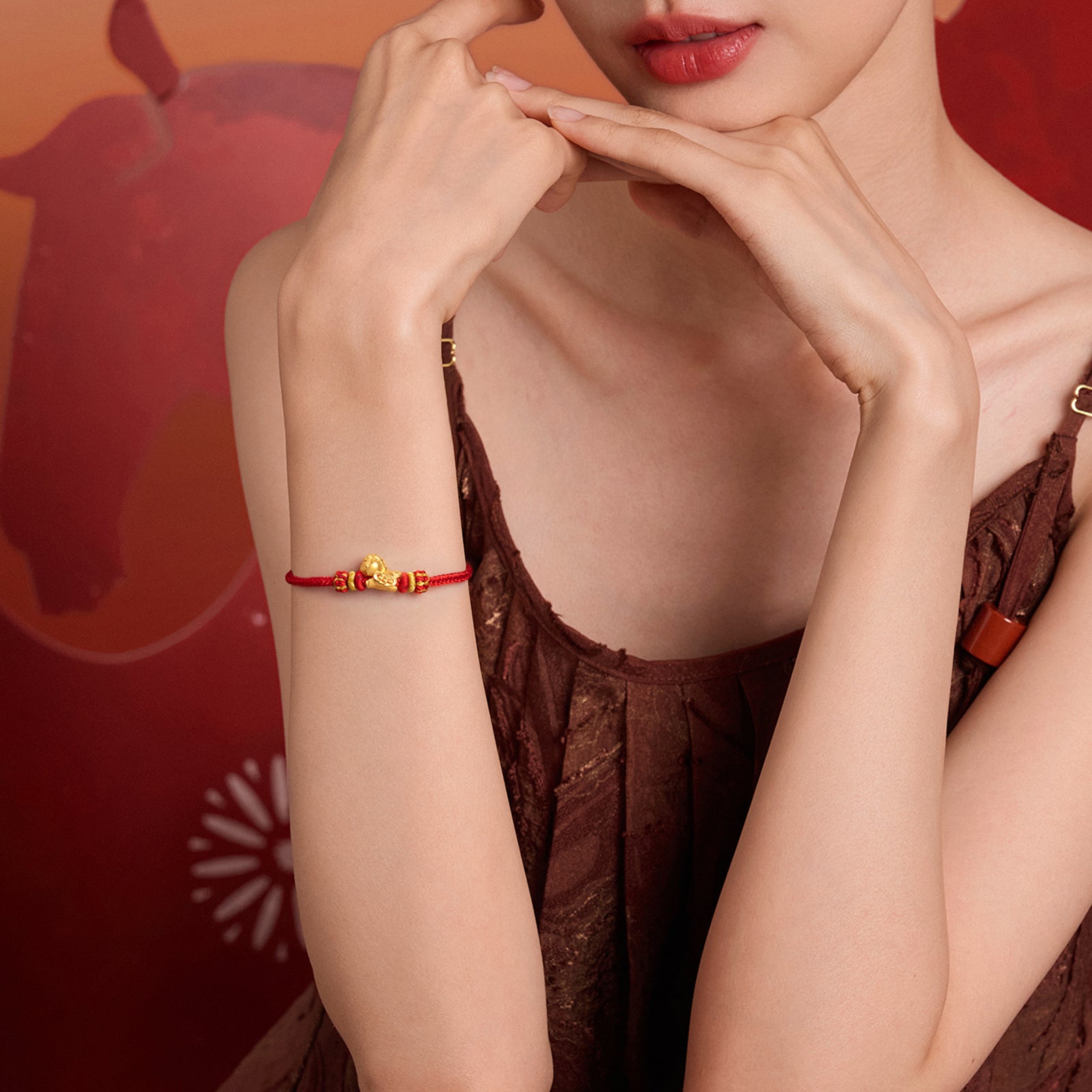 'Year of the Horse'  24K Gold String Bracelet Horse Coin 0.5-0.8g 16cm-22cm A1715746