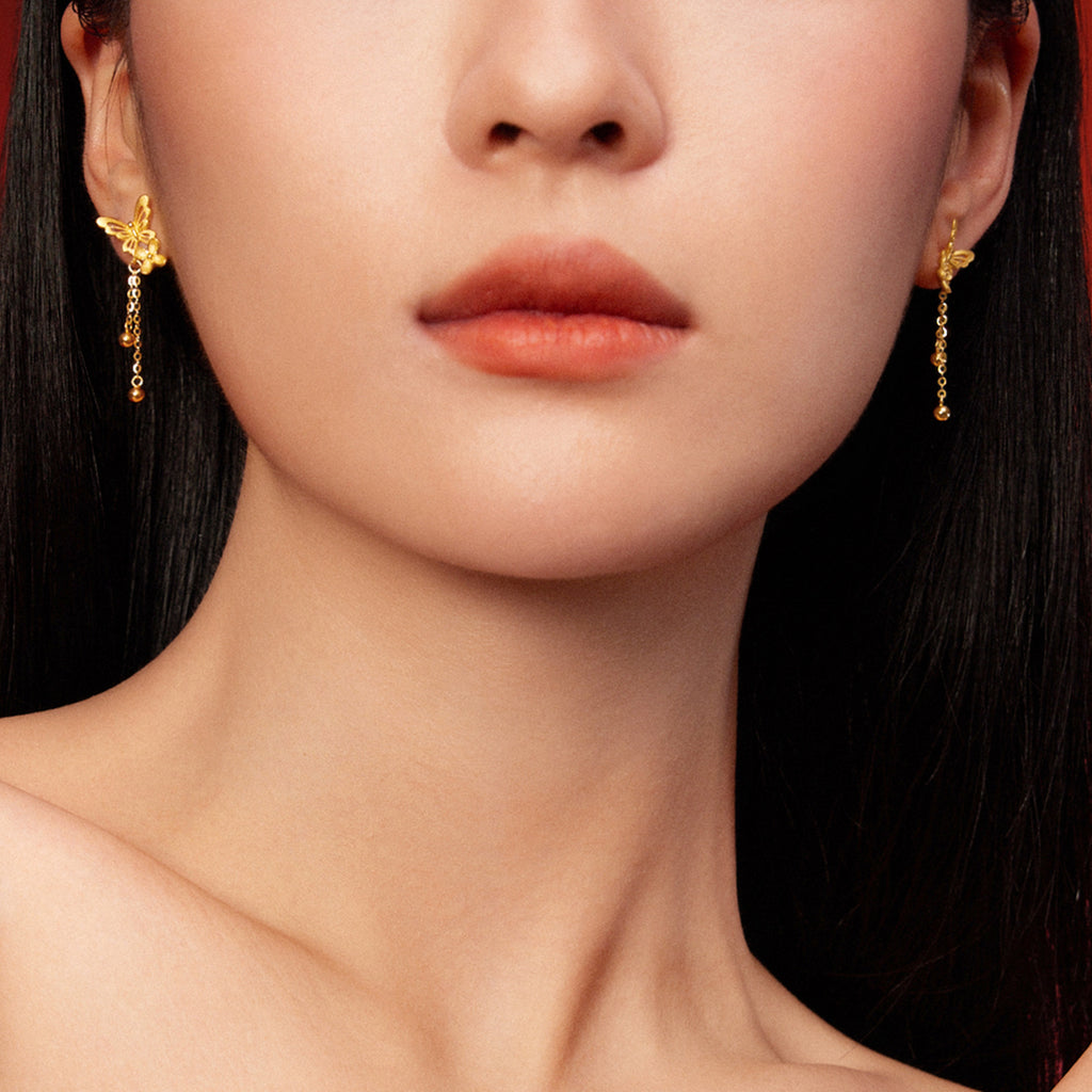 「公主婚禮」24K 黃金耳環 蝴蝶 3.3-3.6g A0922095