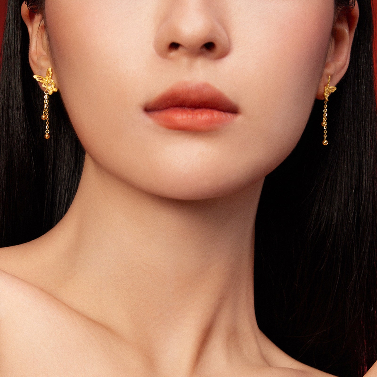 「公主婚禮」24K 黃金耳環 蝴蝶 3.3-3.6g A0922095