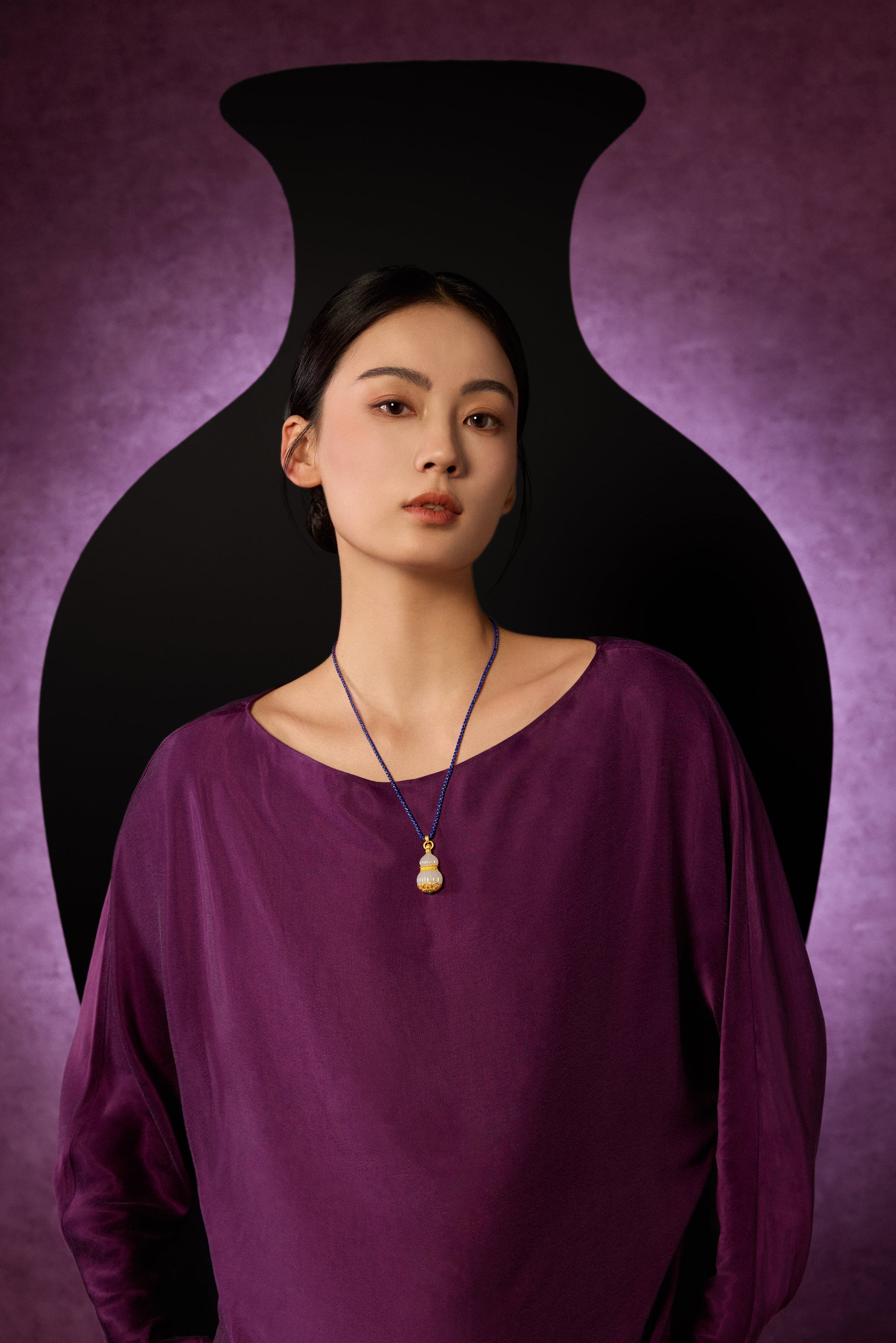 "Chinese Culture Collection - Dan Qing" 24K Gold Pendant Braided Rope Hetian Jade 38.5*18.5mm Gourd 8.5-12g Y0436328