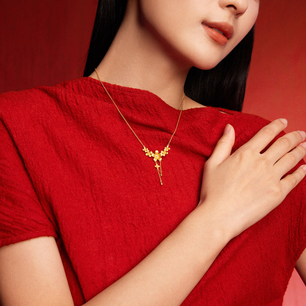 「公主婚禮」24K 黃金吊墜項鍊 花朵 7.15-7.55克 A0622061
