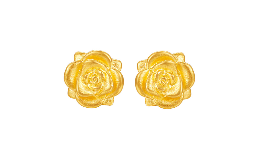 24K 黃金耳環 玫瑰花 1.4-1.6克 AD090267