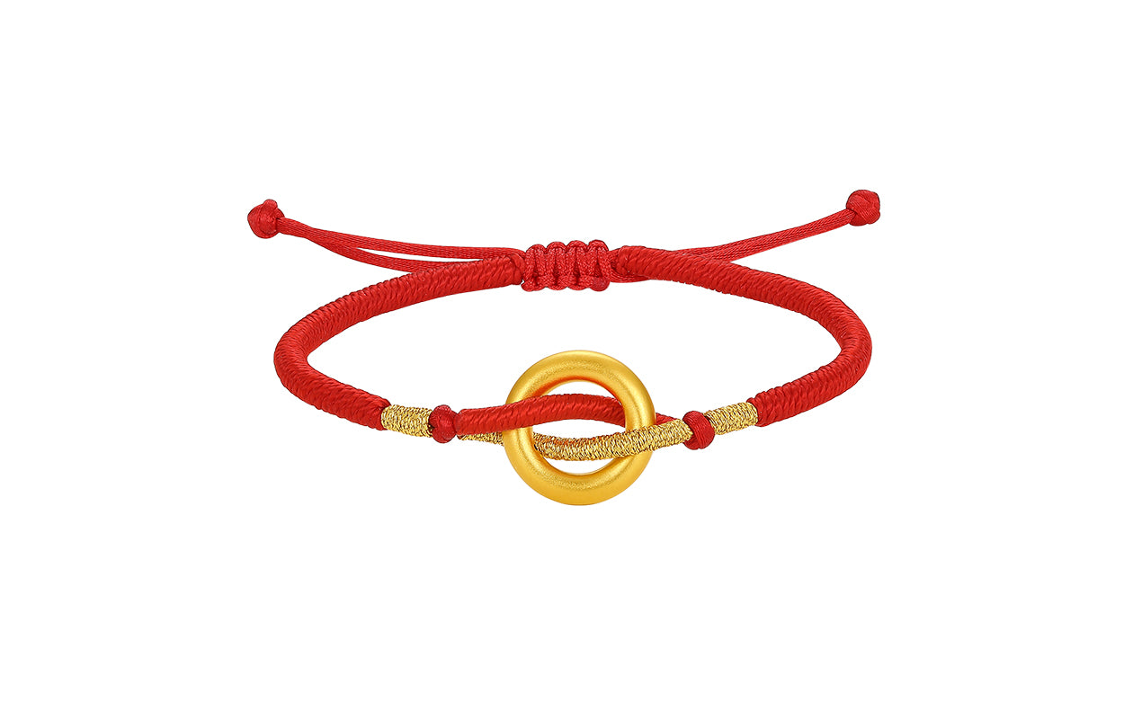 24K Gold String Bracelet Peace Buckle 0.6-0.9g A179822
