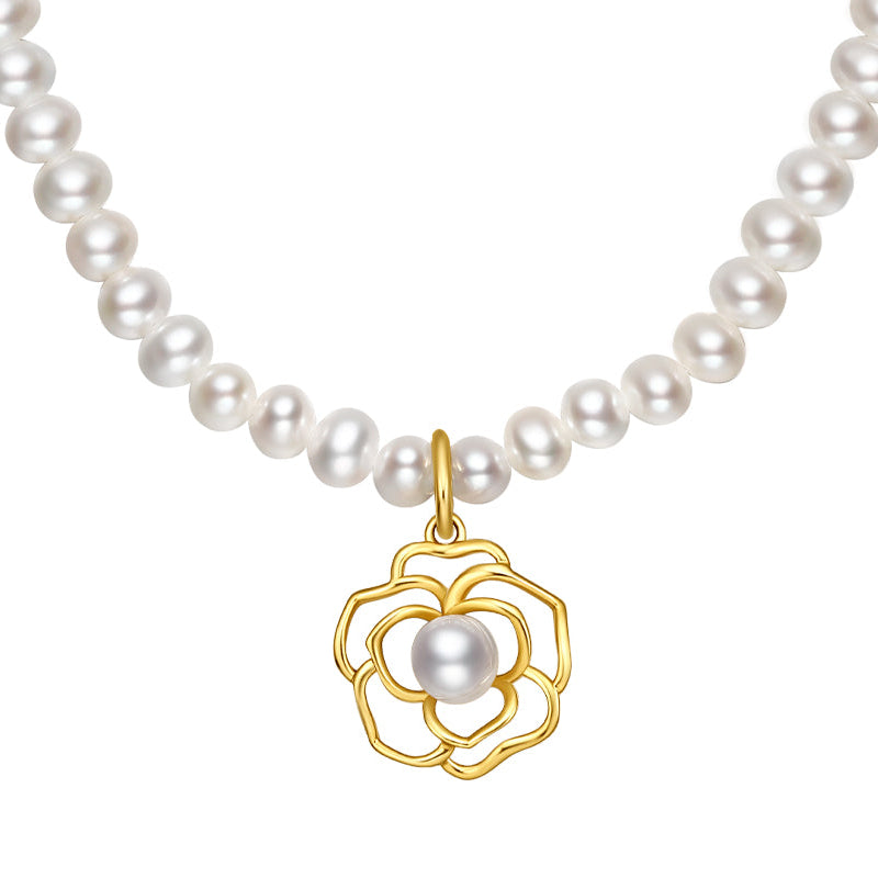 18K Gold Pendant Necklace Pearl 1-1.3g X0611716