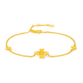 24K Gold Chain Bracelet Clover 2.31-2.71g 16-19cm A0710814