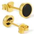 ZHOU LIU FU 18K Gold Plated Black Onyx Stud Earrings - 925 Sterling Silver Hypoallergenic Jewelry Gifts for Women Men