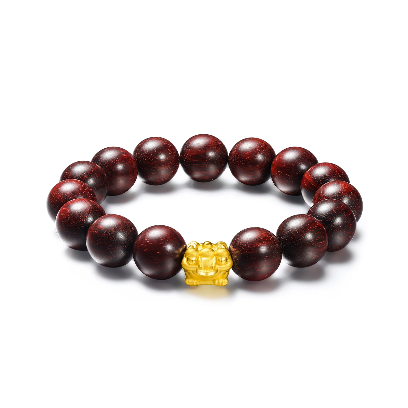 24K Gold Beaded Bracelet Sandalwood 1-1.2g ADXY193829