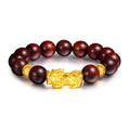 24K Gold Beaded Bracelet Sandalwood Pixiu 2.7-3.1g ADXY193480
