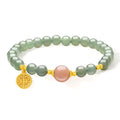 ZHOU LIU FU Jade Beaded Bracelet 925 Sterling Silver Blessing Fu Charm - Green Gemstone  Sunstone Jewelry for Women 7.5"J1911622