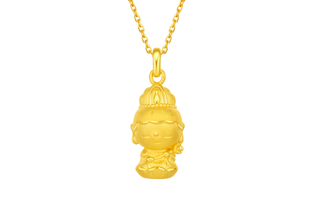  24K Gold Pendant              Mahasthamaprapta Bodhisattva 2.3-2.7g AD045044