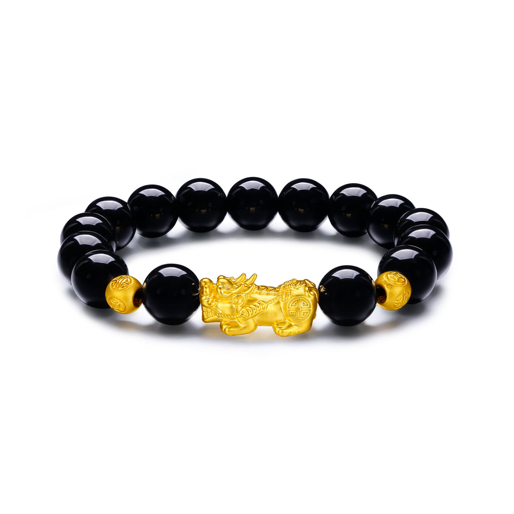 24K Gold Beaded Bracelet Agate Pixiu 2.5-2.9g ADMN193467