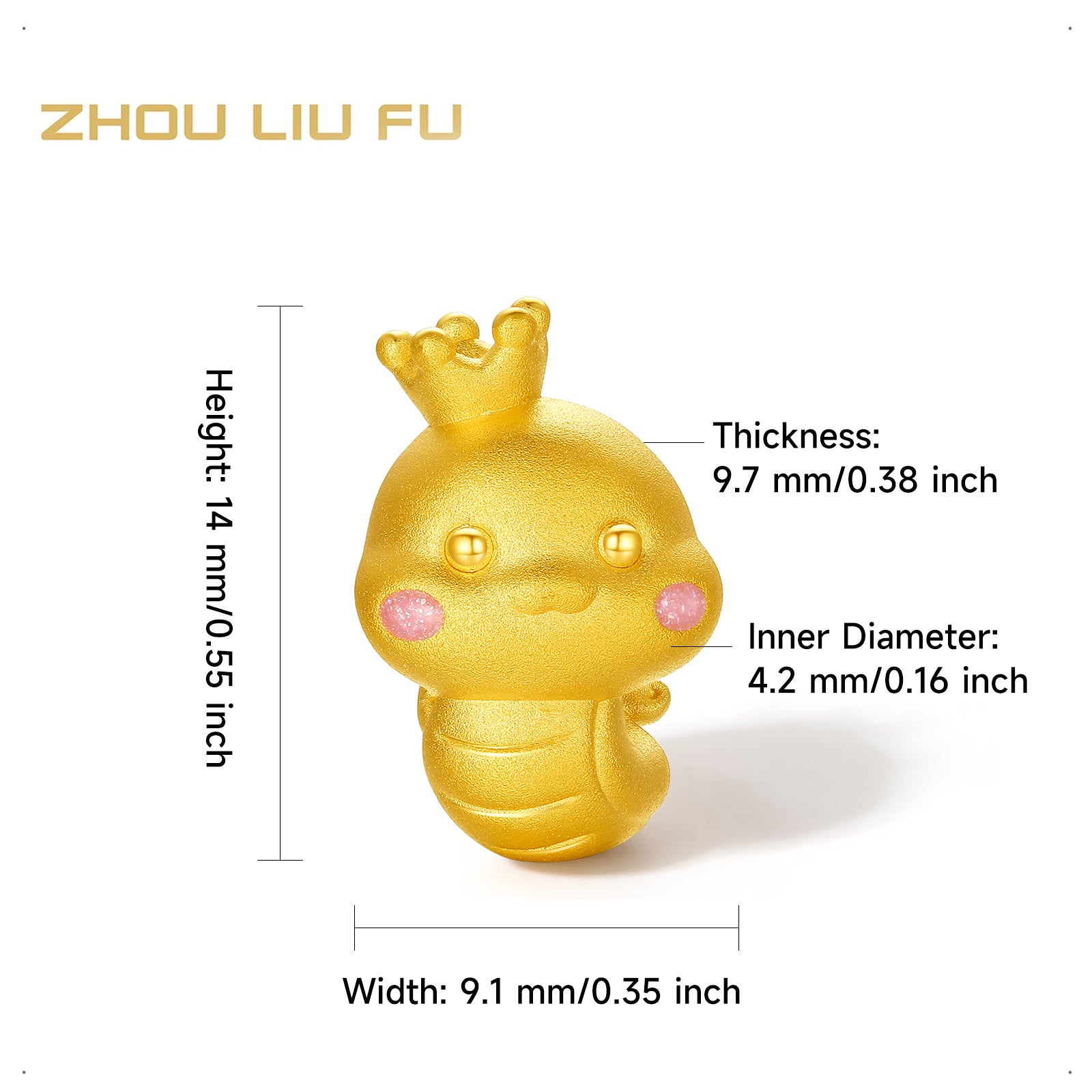 "Chinese Zodiac Snake" 24K Gold Charm Bracelet Snake 1-1.3g A1613097