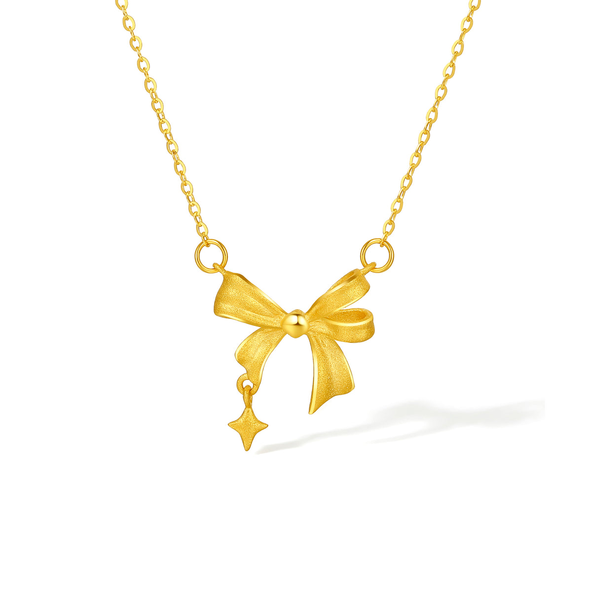 "Cute&Cool" 999 24K Gold Pendant Necklace Bow 3.3-3.8g A0611998