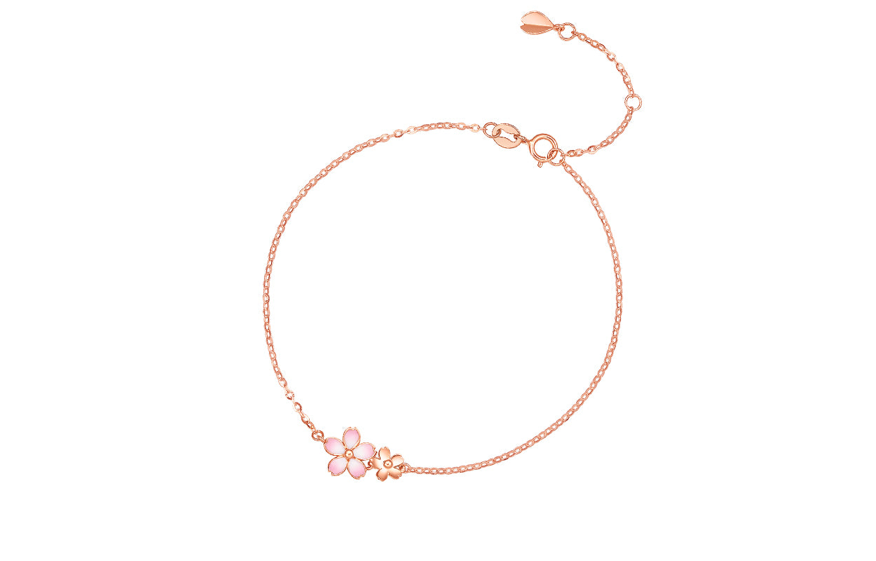 日艺馆 18K Rose Gold Chain Bracelet              Flower 1-1.4g KIHH076840
