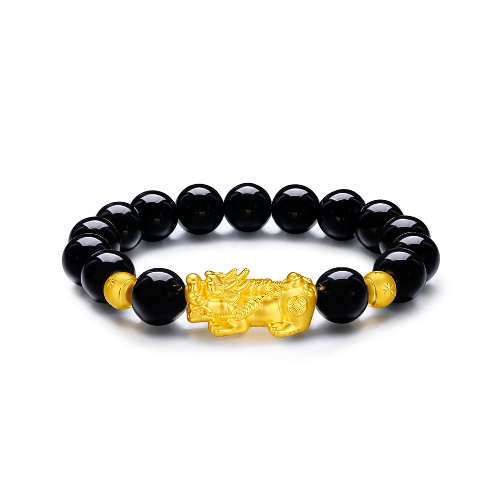 24K Gold Beaded Bracelet Agate Pixiu 4-4.3g ADMN193469