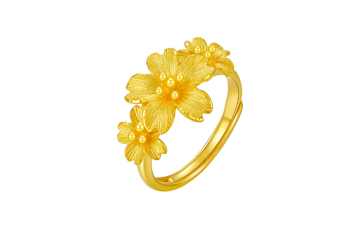 999 24K Gold Ring Flower 4-8g A018648