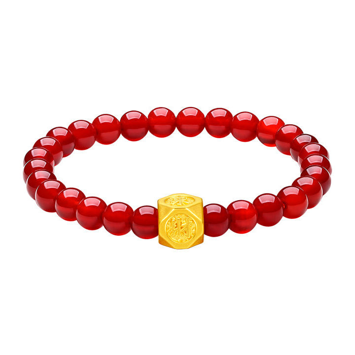 24K Gold Beaded Bracelet Agate 0.6-0.9g Cai 財 A1911357
